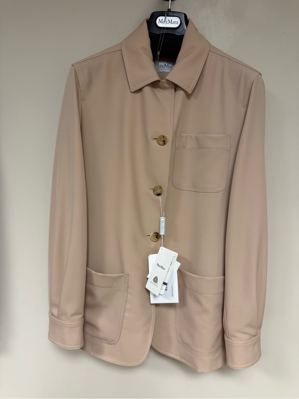 MaxMara Light Beige Wool Button Jacket